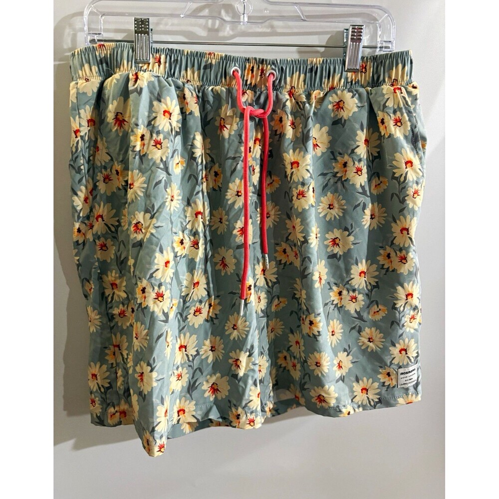 Mossmann Australia Men's XL Blue Floral Swim Shorts Mesh Lined Drawstring